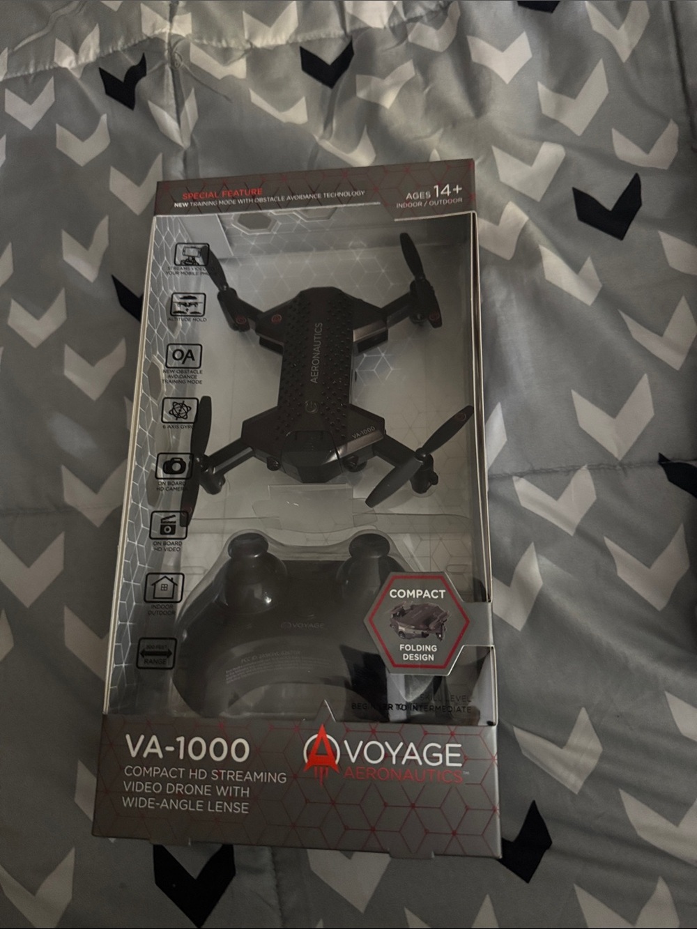 VA-1000 Compact Folding Video Drone - Black